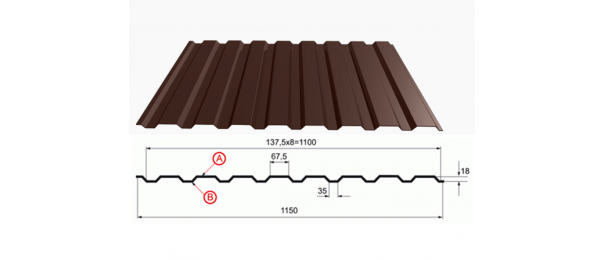 Профнастил коричневый оцинкованный  RAL 8017 С-20 купить недорого в Солнечногорске