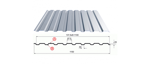 Профнастил оцинкованный С-20 1100x2500 купить недорого в Солнечногорске